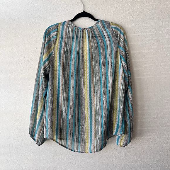 Umgee Womens Long Sleeve Multicolor Boho Front Crochet Blouse Size L - Picture 2 of 6